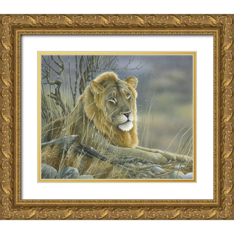 Lion Gold Ornate Wood Framed Art Print with Double Matting by Weenink, Jan