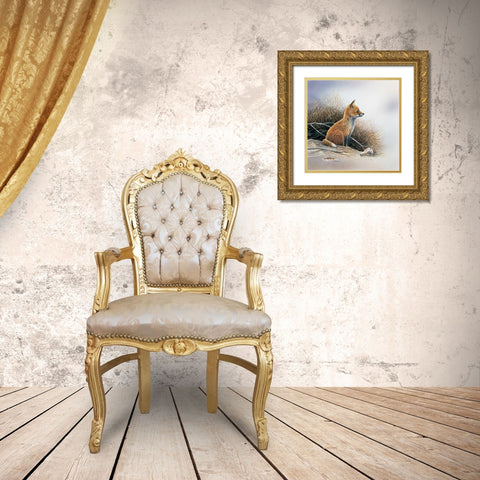 Little fox Gold Ornate Wood Framed Art Print with Double Matting by Weenink, Jan