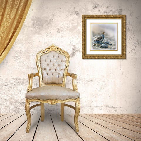 Bird between stones Gold Ornate Wood Framed Art Print with Double Matting by Weenink, Jan