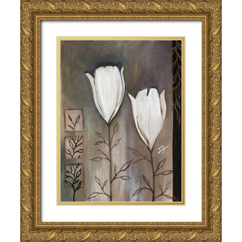 Tulip deco II Gold Ornate Wood Framed Art Print with Double Matting by Peters, Kristel
