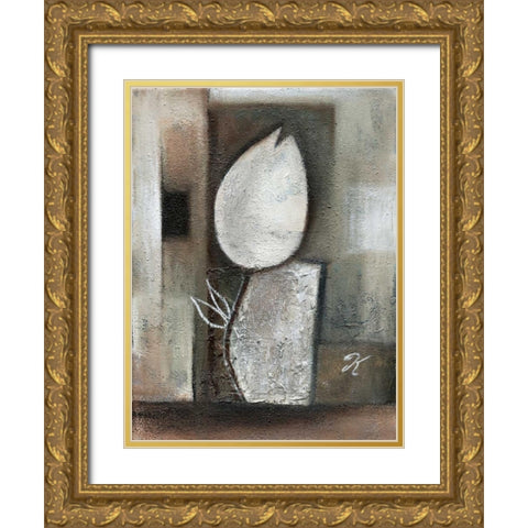 Tulipo brown I Gold Ornate Wood Framed Art Print with Double Matting by Peters, Kristel