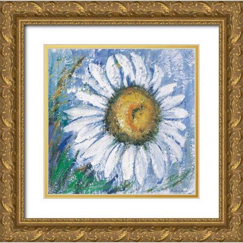 Oxeye daisy Gold Ornate Wood Framed Art Print with Double Matting by Schottler, Katharina