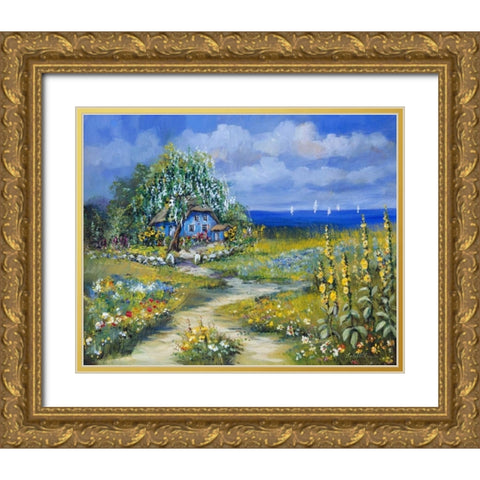 Sailing in the Summer Gold Ornate Wood Framed Art Print with Double Matting by Schottler, Katharina