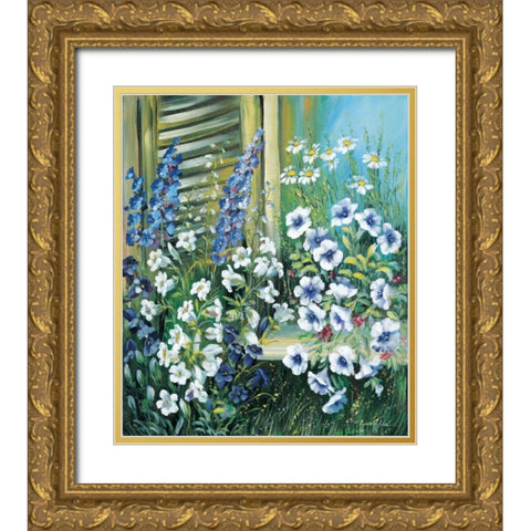 Flowers at your door Gold Ornate Wood Framed Art Print with Double Matting by Schottler, Katharina