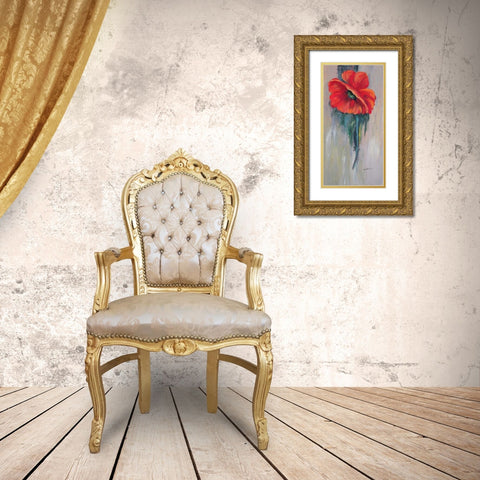 Red poppy III Gold Ornate Wood Framed Art Print with Double Matting by Schottler, Katharina