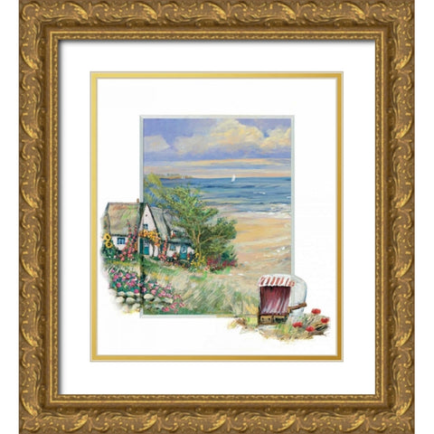 Near the sea Gold Ornate Wood Framed Art Print with Double Matting by Schottler, Katharina