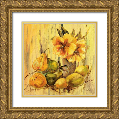 Yellow creation I Gold Ornate Wood Framed Art Print with Double Matting by Schottler, Katharina