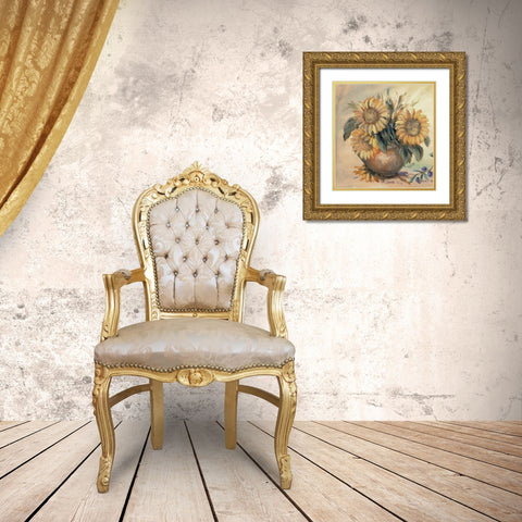 Sunflower bouquet ll Gold Ornate Wood Framed Art Print with Double Matting by Schottler, Katharina