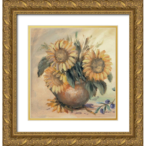 Sunflower bouquet ll Gold Ornate Wood Framed Art Print with Double Matting by Schottler, Katharina