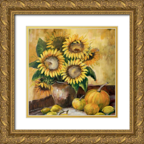 Sunflower bouquet lV Gold Ornate Wood Framed Art Print with Double Matting by Schottler, Katharina