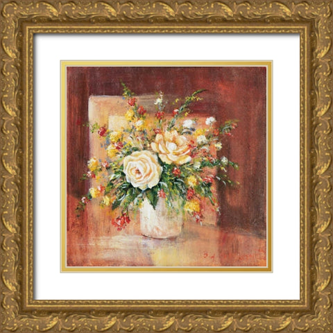 Flores Espanol ll Gold Ornate Wood Framed Art Print with Double Matting by Schottler, Katharina