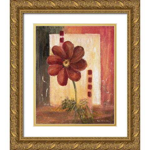 Flores Power ll Gold Ornate Wood Framed Art Print with Double Matting by Schottler, Katharina