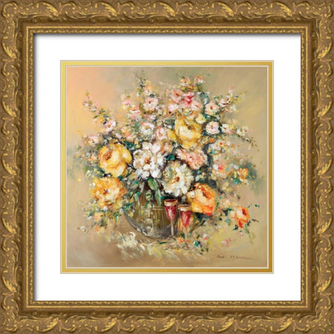 Bouqette classico I Gold Ornate Wood Framed Art Print with Double Matting by Schottler, Katharina