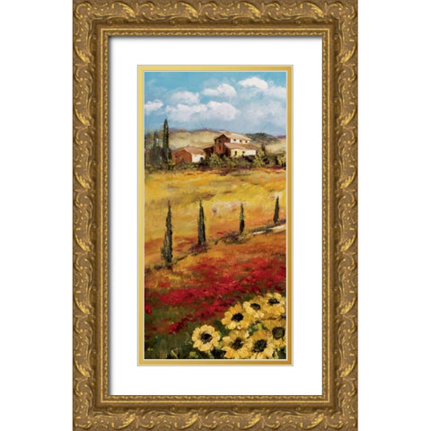 Italy Sunflower I Gold Ornate Wood Framed Art Print with Double Matting by Schottler, Katharina
