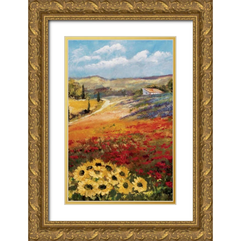 Italy sunflower II Gold Ornate Wood Framed Art Print with Double Matting by Schottler, Katharina