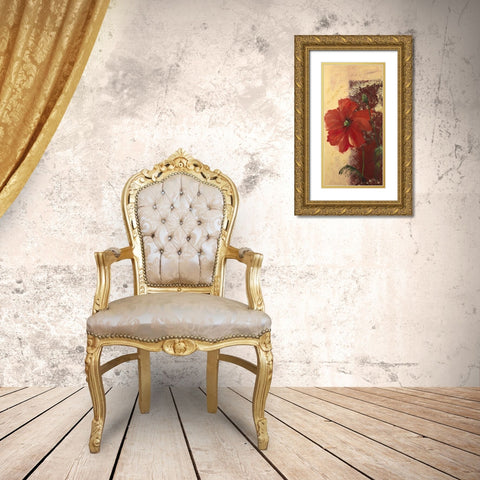 Redfloral I Gold Ornate Wood Framed Art Print with Double Matting by Schottler, Katharina
