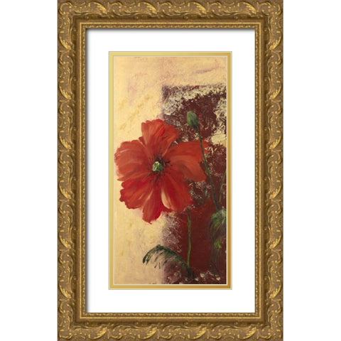 Redfloral I Gold Ornate Wood Framed Art Print with Double Matting by Schottler, Katharina