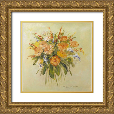 Tradition bouqet III Gold Ornate Wood Framed Art Print with Double Matting by Schottler, Katharina