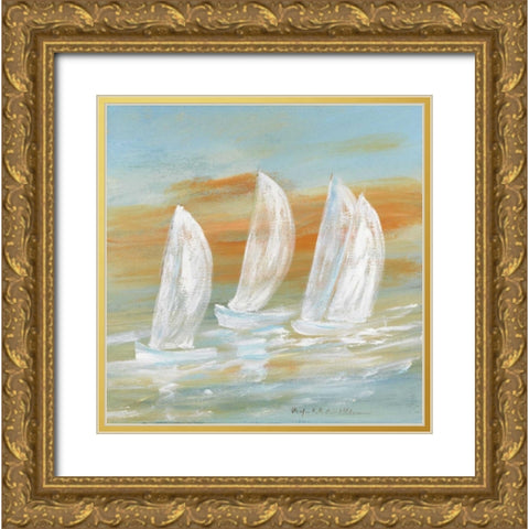 Sailing I Gold Ornate Wood Framed Art Print with Double Matting by Schottler, Katharina