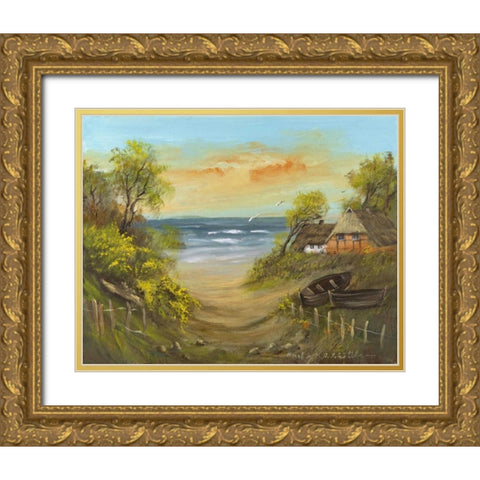 Path to the beach Gold Ornate Wood Framed Art Print with Double Matting by Schottler, Katharina