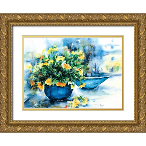 A stillife in Spring Gold Ornate Wood Framed Art Print with Double Matting by Kalsbeek-Vlasma, Klaske