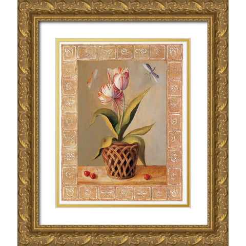 La Tulipe Gold Ornate Wood Framed Art Print with Double Matting by du Ciel, Milieu