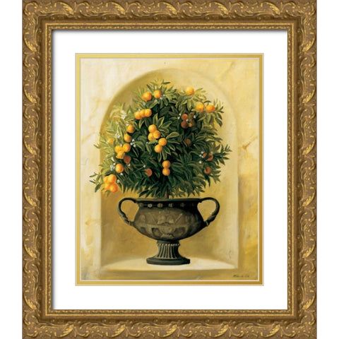 Oranges Gold Ornate Wood Framed Art Print with Double Matting by du Ciel, Milieu