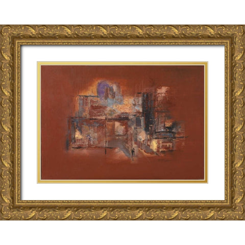 Brown up Gold Ornate Wood Framed Art Print with Double Matting by van Engelshoven, Marie T