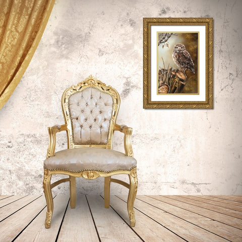 Sleeping bird Gold Ornate Wood Framed Art Print with Double Matting by Schutte, Michel