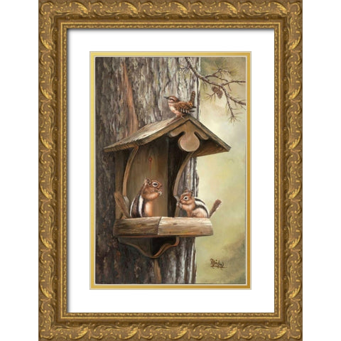 At Home Gold Ornate Wood Framed Art Print with Double Matting by Schutte, Michel