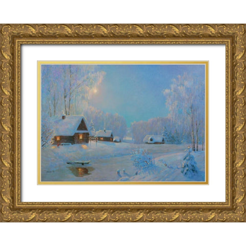 Winter II Gold Ornate Wood Framed Art Print with Double Matting by Arndt, Nicolaj