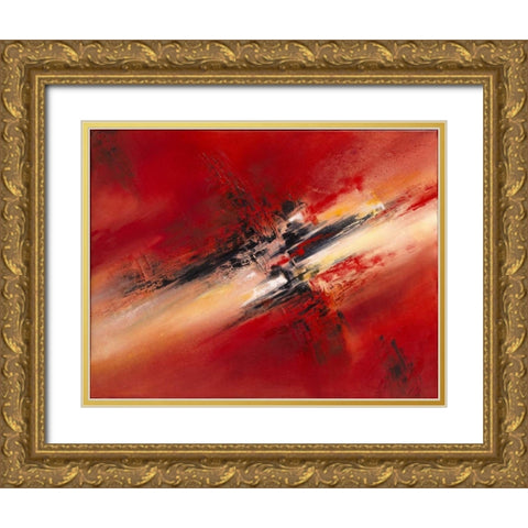 Abstraction II Gold Ornate Wood Framed Art Print with Double Matting by Geurts, Nelly