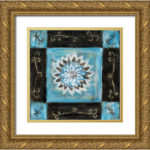Retro Blue I Gold Ornate Wood Framed Art Print with Double Matting by van Aanholt, Pascalle