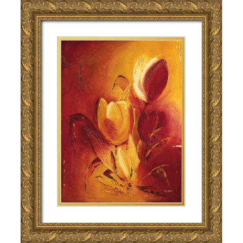 Blooming Tulips bouquet I Gold Ornate Wood Framed Art Print with Double Matting by Pelzer-Janssen, Ine