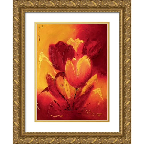 Blooming Tulips bouquet I Gold Ornate Wood Framed Art Print with Double Matting by Pelzer-Janssen, Ine