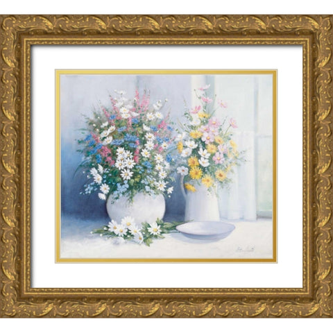From grannys garden Gold Ornate Wood Framed Art Print with Double Matting by Motz, Peter
