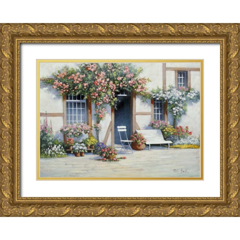 Pretty in pink Gold Ornate Wood Framed Art Print with Double Matting by Motz, Peter