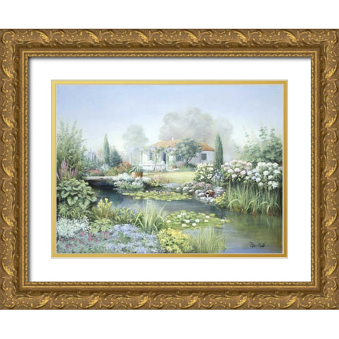 Treasure garden Gold Ornate Wood Framed Art Print with Double Matting by Motz, Peter