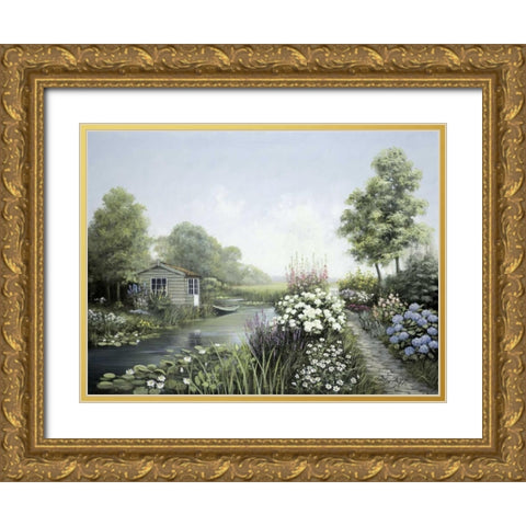 Quiet waters Gold Ornate Wood Framed Art Print with Double Matting by Motz, Peter
