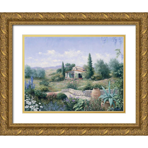 Italian Summer Gold Ornate Wood Framed Art Print with Double Matting by Motz, Peter
