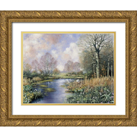 Spring has started Gold Ornate Wood Framed Art Print with Double Matting by Motz, Peter