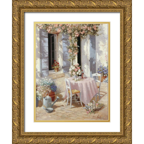Open invitation Gold Ornate Wood Framed Art Print with Double Matting by Motz, Peter