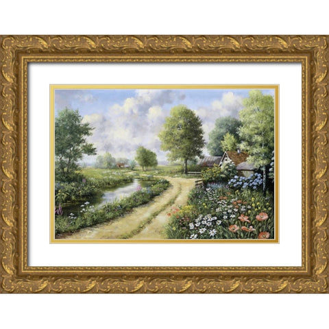 Almost home Gold Ornate Wood Framed Art Print with Double Matting by Motz, Peter