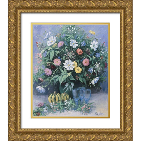 Blooming Gold Ornate Wood Framed Art Print with Double Matting by Motz, Peter