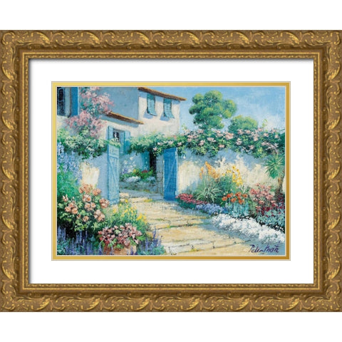Grannys house Gold Ornate Wood Framed Art Print with Double Matting by Motz, Peter