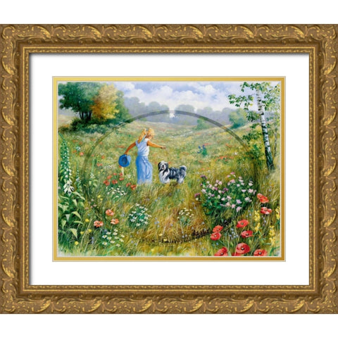 Joyful Gold Ornate Wood Framed Art Print with Double Matting by Motz, Peter