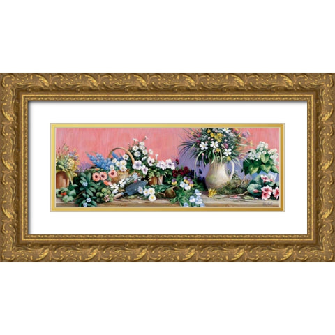 A world of flowers Gold Ornate Wood Framed Art Print with Double Matting by Motz, Peter