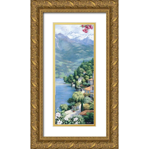 Lago di Como Gold Ornate Wood Framed Art Print with Double Matting by Motz, Peter
