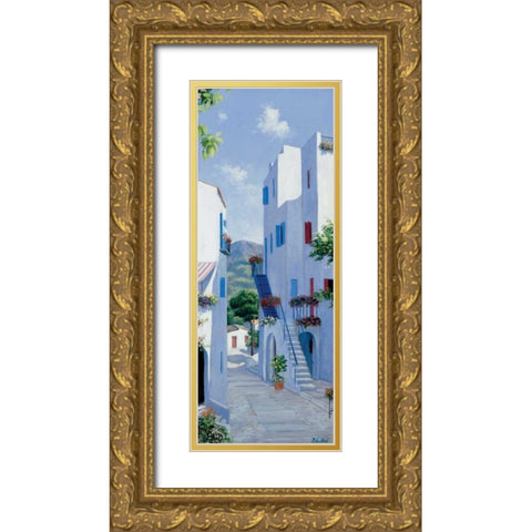 Memory lane Gold Ornate Wood Framed Art Print with Double Matting by Motz, Peter