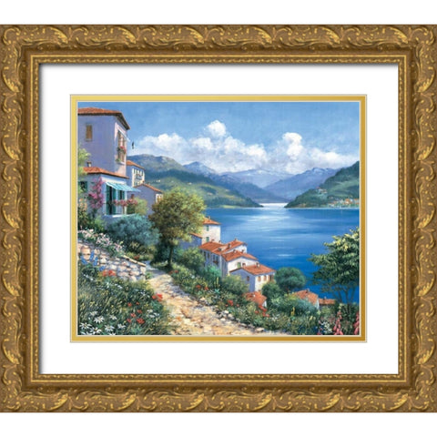 Holiday view Gold Ornate Wood Framed Art Print with Double Matting by Motz, Peter